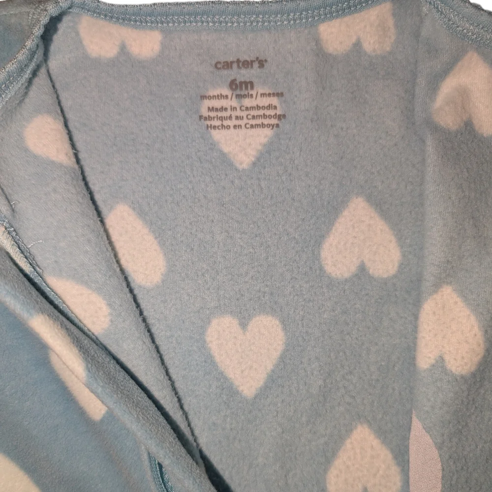 CARTER'S BABY GIRL BUNNY HEART PRINT ZIP-UP FLEECE SLEEP & PLAY SIZE 6 MONTHS